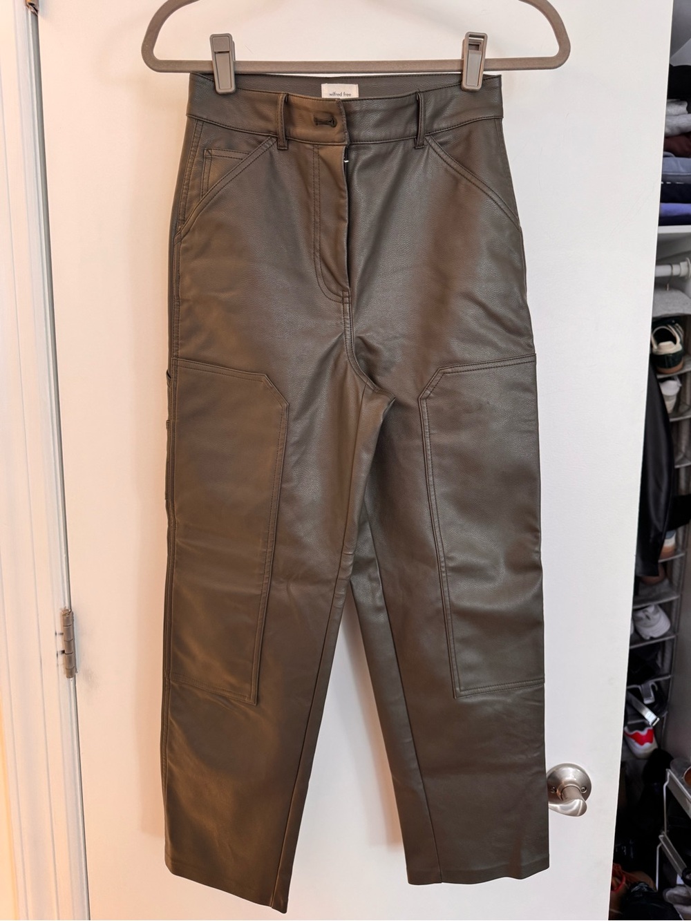 Wilfred Olive Vegan Leather Cargo Pants